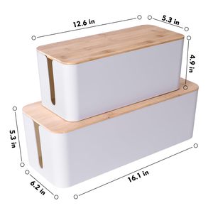 Boîte de rangement de câbles en bois transparente, moderne, réglable et verrouillable, personnalisée en usine, pour ordinateur de bureau, TV, routeur, multiprise et fils - Product Image 4