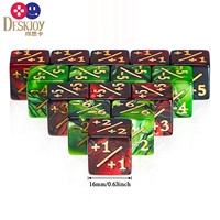 Deskjoy Dés polyédriques modernes en acrylique blanc et noir 16mm D6 compteurs droits + 1/+ 1-1/-1 pour jeux de table