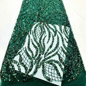 Tela de Encaje con Lentejuelas Bordadas con Cuentas de Industria Pesada, Vestidos de Noche Clásicos y Sensuales para Bodas, Material de Poliéster - Product Image 1