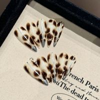 TSZS Meilleures ventes : Faux ongles en acrylique de qualité supérieure, motif léopard, strass floraux 3D, goutte d'eau, faits à la main, réutilisables