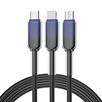 Câble USB 3 en 1 en nylon tressé, charge rapide, chargeur super rapide, câble micro type C pour Xiaomi, pour téléphone Samsung