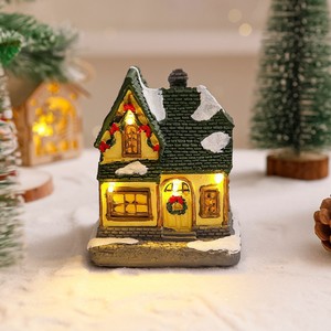 Décoration de table miniature maison de Noël en résine lumineuse LED pour dropshipping Shopify, cadeau de vacances, ornement - Product Image 1