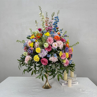 Boule de fleurs artificielles en soie en gros de l'usine DKB, centre de table de mariage, boule de fleurs style Monet pour la décoration de fête de mariage