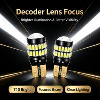 T10 LED Parkleuchte 36SMD 3014 Linse CANBUS Fehlerfrei 10-48V 1,6W W5W Glühbirne Auto LKW Armaturenbrett Seitenmarkierungsleuchte 6000K 208LM