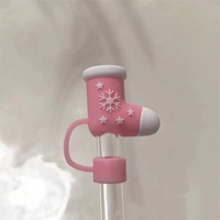 Couvre-paille rose de Noël pour gobelet Stanley 40oz/30oz, accessoires de paille à boire réutilisables mignons de 10 mm pour fête