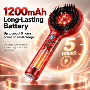 Masseur de cuir chevelu rouge, peigne de massage de la tête, brosse à shampooing réglable sur 5 niveaux, outil de soin des cheveux - Product Image 5