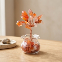 Ornement d'arbre Feng Shui en agate rouge naturelle polie, artisanat en cristal, fait main, pour la maison, le bureau ou comme cadeau