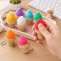 Meilleures ventes transfrontalières : Clicker anti-stress créatif en forme de crème glacée, imprimé en 3D, mignon, porte-clés et pendentif jouet