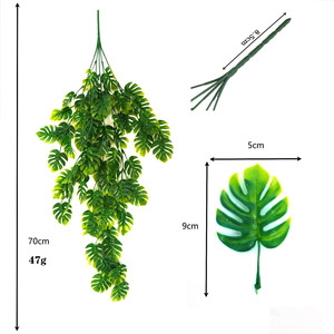 Shangyi Artificial Monstera <b>Leaf</b> Vine Green <b>Wall</b> Hanging Plant <b>Decor</b> 30cm-100cm Plastic Bouquet Home Decoration - Product Image 4