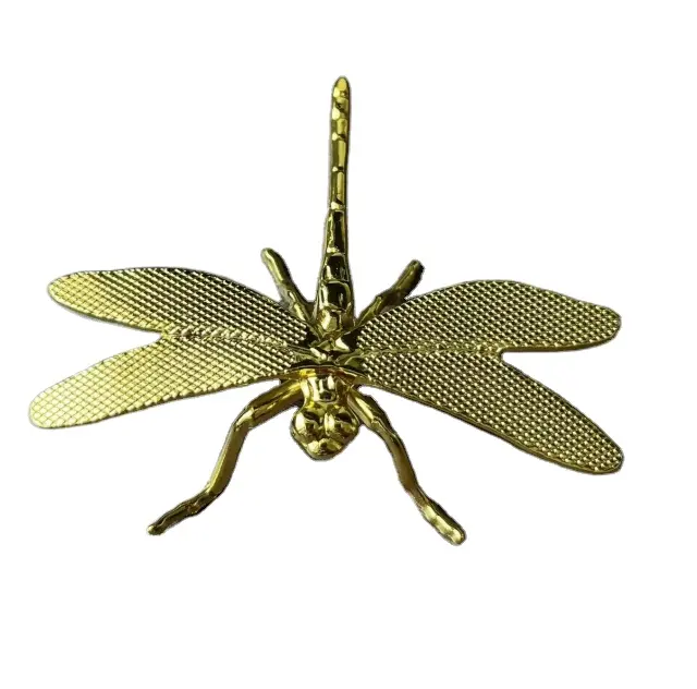 Gold Dragonfly Sculpture Solid Metal Insect Ornament Mini Insect Figurine for Home