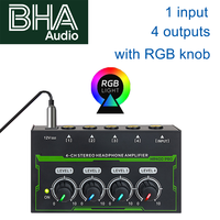Amplificateur de casque 4 canaux BHA HA400-PRO, mixeur stéréo, consoles de studio d'enregistrement, lumières RGB, prix de gros d'usine, OEM, CE, FCC