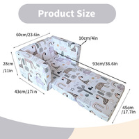 Sofa Lipat Anak 2-in-1 Modern Motif Kartun, Kursi Tidur Lipat Balita, Pola Lucu, Ringan, Busa PU, Ruang Tamu, Kamar Tidur