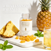 Gummies probiotiques à l'ananas pour femmes, OEM ODM, marque privée, vente en gros, équilibre digestif, soins intimes naturels pour le quotidien des femmes