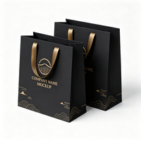 Sacs cadeaux en papier noir personnalisés pour bougies, emballage artisanal de luxe avec logo imprimé pour boutiques, vente au détail et cadeaux de festival