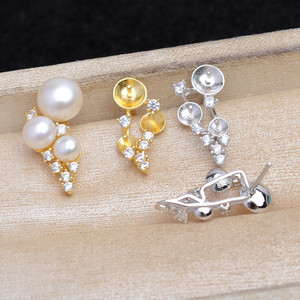 Accesorios de Plata S925 para DIY, Base Vacía para Perlas de Mármol de 16.3-16.5mm, Juego de Joyería, Aretes de Moda, Colgante, Anillo 6105 - Product Image 2