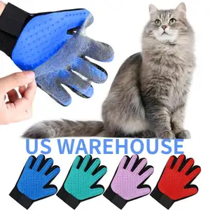Großhandel Pet Supply Tierhaarent ferner Handschuh Weiche Silikon Katze Hund Bad Massage handschuh Tier pflege Handschuh