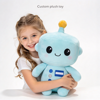 Poupée en peluche robot personnalisée avec logo fabriqué en usine, poupée en peluche robot de couleur bleue, design de dessin animé, poupée robot en peluche douce