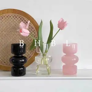 Jarrón nórdico jarrones para flores decoración del hogar jarrones cilíndricos de vidrio de lujo