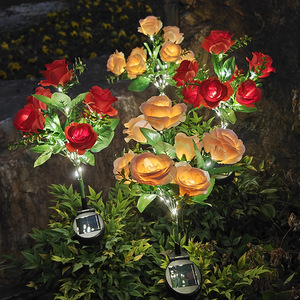 <b>Solar</b> Rose Garden Lights Led <b>Solar</b> Powered Outdoor Waterproof Decorative Flower Lamp For Yard Patio Landscape <b>Lighting</b> - Product Image 1