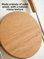 Chaise de salle à manger pliante Bauhaus du milieu du siècle avec dossier en bois massif, tabouret rétro en acier inoxydable pour usage domestique ou café