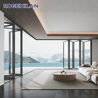 Rogenilan Patio Outdoor Accordéon Fenêtres et portes pliantes Véranda personnalisée Porte pliante d'angle en aluminium