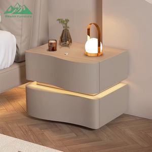 Wayon Moderner, minimalistischer, intelligenter Nachttisch mit LED-Beleuchtung, eleganter Nachttisch mit 2 Schubladen und Ladeanschluss für das Schlafzimmer - Product Image 5
