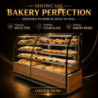 Vitrine de boulangerie en verre courbé sur mesure, en bois, conçue par des experts, directement de l'usine, pour café et pâtisserie - MOQ 1 pièce