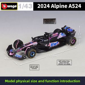 Modellino Auto da Corsa Formula 1 Blu Rosa 2024 in Scala 1:43, in Metallo Pressofuso, Stile <span class=keywords><strong>F1</strong></span>, Squadra Francese, Ruote Aperte, da Collezione, Vendita all'Ingrosso - Product Image 2