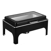 Kommerzielle Gastronomieausrüstung: Schwarzes Speisenwärmer-Set, Moderner Edelstahl-Buffet-Chafing-Dish für Partys