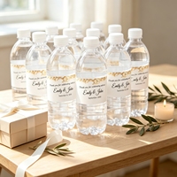 Étiquettes personnalisées pour bouteilles d'eau à motifs floraux, autocollants en vinyle pour bouteilles d'eau de mariage, autocollants imperméables DIY, décoration pour fête de fiançailles
