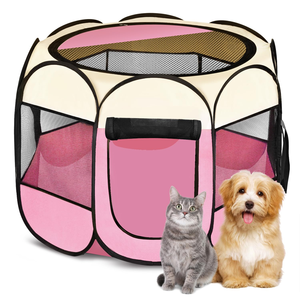 Pet <b>Portable</b> Foldable Stainless Steel Playpen Exercise Kennel <b>Dogs</b> Indoor/Outdoor Tent Carrying Case Collapsible Travel <b>Bowl</b> - Product Image 1