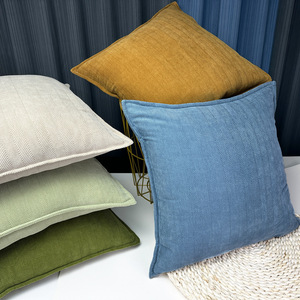 Federe Geometriche a Spina di Pesce in Ciniglia Durevole con Cerniera Invisibile, Colore <span class=keywords><strong>Grigio</strong></span> Verde Giallo Tinta Unita - Product Image 1