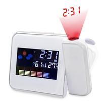 Écran couleur d'accueil LCD rétroéclairé Projection Snooze Réveil Horloge créative Horloge de table du matin