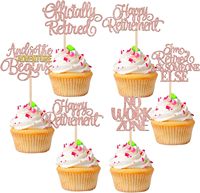 Décorations de gâteaux « Retraite heureuse » - Toppers de gâteau « Officiellement retraité » pour décorations de fête d'anniversaire et de retraite - Or rose
