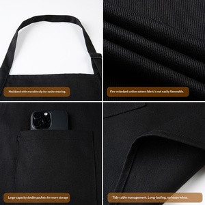 Tablier en coton ignifuge unisexe pour la restauration, le soudage électrique, le meulage et le service, uniforme anti-salissures pour <span class=keywords><strong>barman</strong></span> en milieu de restauration - Product Image 2