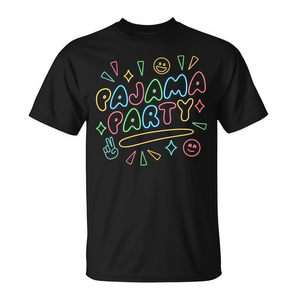 Pajama Party T-Shirt Neon Design <b>Sleepover</b> Wear - Product Image 2