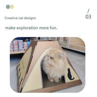 Cama y Rascador para Gatos 2 en 1, Diseño Moderno, Corrugado, Portátil, para Uso en Interiores y Exteriores, 2 Colores, para Gatos de Menos de 7 kg