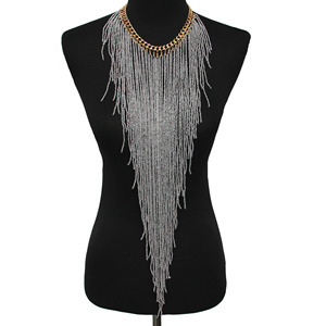 Collier unisexe tendance <span class=keywords><strong>2022</strong></span> multicolore avec longue chaîne à maillons et pampilles en perles de rocaille, idéal pour les soirées et événements. - Product Image 5