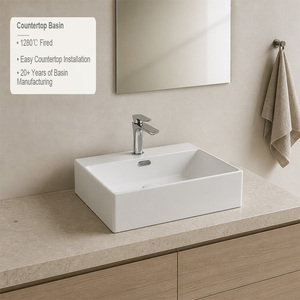 Lavabo Rectangular de Cerámica Blanca Moderna para Proyectos Hoteleros - Product Image 2