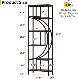 7-SHELF Mở Kệ Sách Gỗ Kim Loại kệ sách hiển thị giá lưu trữ đơn vị cho văn phòng hoặc phòng khách freestanding kệ sách - Product Image 2
