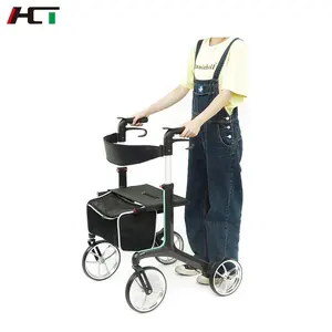 HCT-9266A New Design Mobility Aids Lightweight Medical Device Four Wheel for Senior Folding Rollator Walker Scooter With Seat