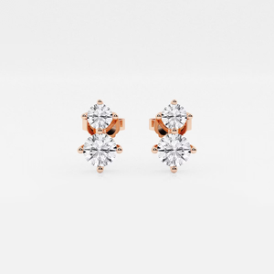 ต่างหูแฟชั่นเพชรทรงกลม 1 กะรัต ดีไซน์หรูหรา ประดับเพชรสองเม็ด ระยิบระยับสวยงาม สร้างสรรค์ด้วยวิธีที่เป็นธรรม สำหรับผู้หญิง - Product Image 1