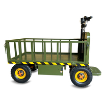 Chariot de transport électrique à 4 roues vert olive, 800W de puissance, véhicule utilitaire agricole robuste, chariot de transport tout-terrain