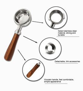 Portafiltro de Café para Máquina de Espresso <span class=keywords><strong>Delonghi</strong></span> Naked, de Acero Inoxidable sin Fondo, con Mango de Madera, de 49 mm, 51 mm, 54 mm, 58 mm, E61 - Product Image 3