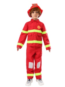 Costume de Cosplay pour Garçon, Ensemble 3 Pièces <span class=keywords><strong>Rouge</strong></span> à Manches Courtes en Polyester avec Chapeau et Pantalon, Idéal pour Halloween, Jeu de Rôle, Exercice de Secours, Style Américain - Product Image 2