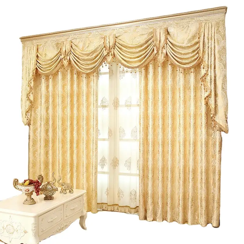 Cortinas de luxo jacquard, cortinas de blackout estilo europeu para a sala de estar