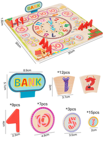 Montessori Horloge <span class=keywords><strong>de</strong></span> banque en bois Puzzle <span class=keywords><strong>de</strong></span> <span class=keywords><strong>ferme</strong></span> millionnaire Jeux <span class=keywords><strong>de</strong></span> société Aides éducatifs Jouets pour enfants Garçons Filles - Product Image 6