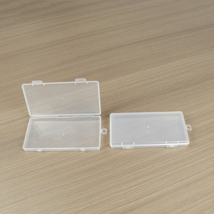Transparent Plastic Storage <b>Box</b> Rectangle 14.8x7.9x1.7cm Double Clasp Jewelry Stationery <b>Tool</b> Organizer Case - Product Image 1