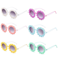 Lunettes de soleil rondes pour enfants, monture florale mignonne, protection UV400, lunettes de soleil colorées pour petites filles, vente en gros