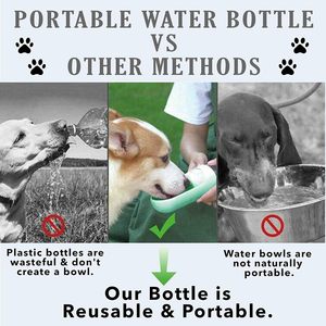 Bouteille d'eau pliable en silicone écologique pour chien, 430 ml, pour utilisation en extérieur, pour chiens, chats, petits animaux, durable, personnalisable - Product Image 2